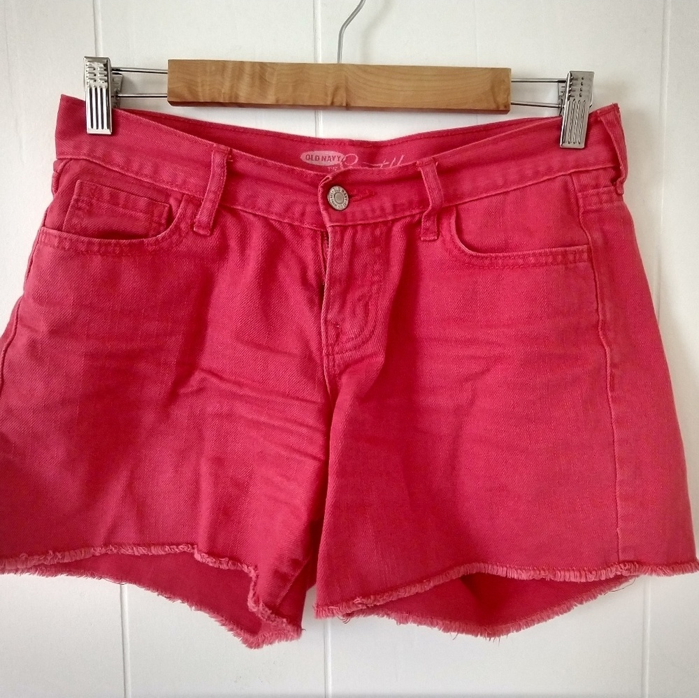 Pink cut off denim shorts